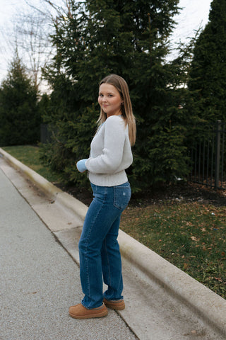 Colorblock Cardigan, Gray