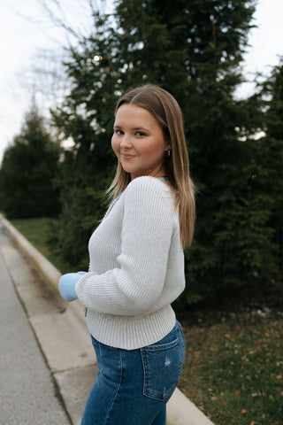 Colorblock Cardigan, Gray