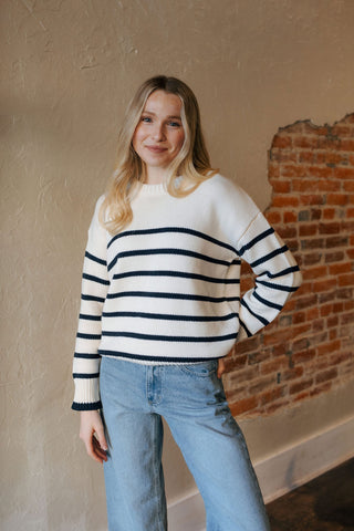 Boyfriend Stripe Sweater, Salt by Z Supply