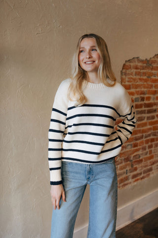 Boyfriend Stripe Sweater, Salt by Z Supply