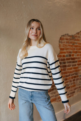 Boyfriend Stripe Sweater, Salt by Z Supply