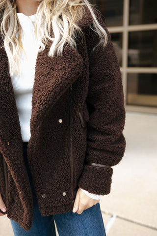 Ari Sherpa Coat, Dk Chocolate by Z Supply