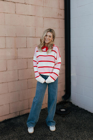 Pink/Red Stripe Top