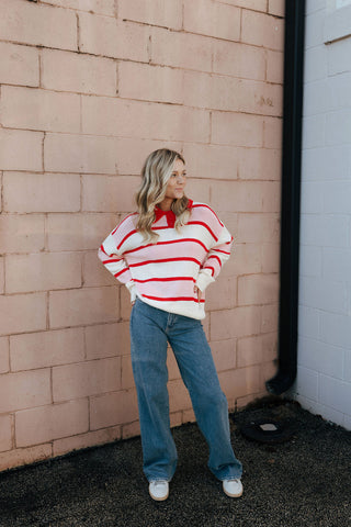 Pink/Red Stripe Top