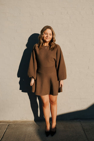 Balloon Sweater Dress, Mocha *final sale