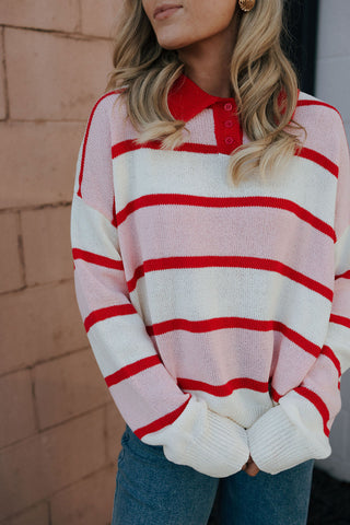 Pink/Red Stripe Top