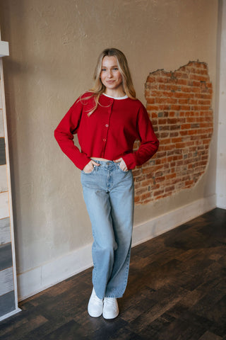 Basic Cardigan, Red