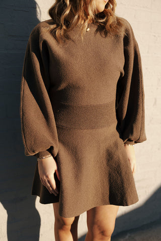 Balloon Sweater Dress, Mocha *final sale