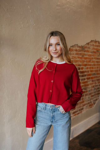 Basic Cardigan, Red