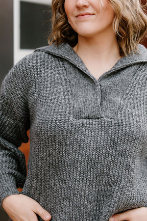 Shawl Collar Sweater, Charcoal