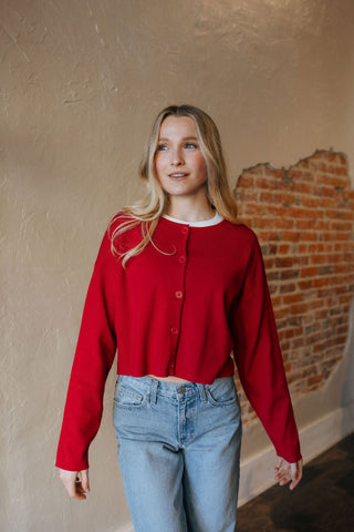 Basic Cardigan, Red