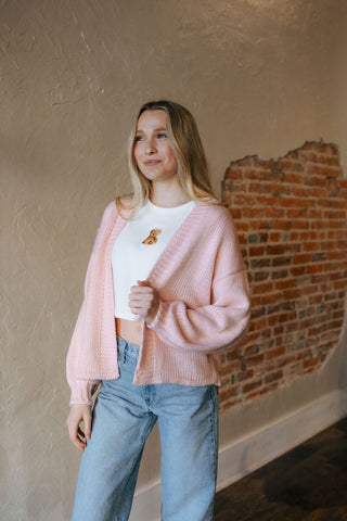 Open Front Cardigan, Pink