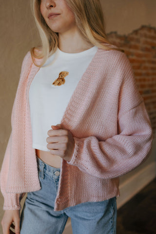 Open Front Cardigan, Pink