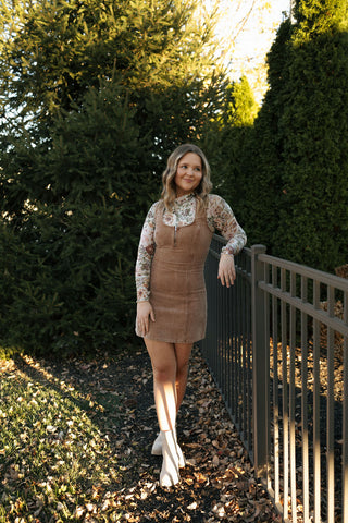 Sleeveless Cord Dress, Brown