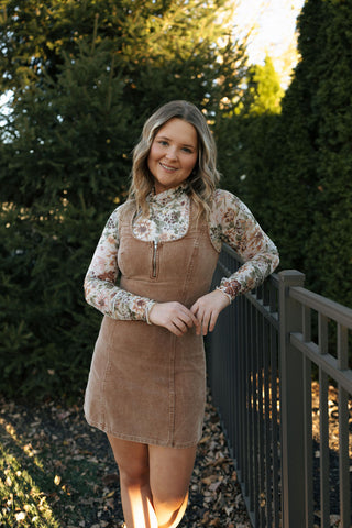 Sleeveless Cord Dress, Brown