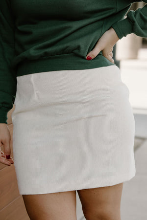 Cord Mini Skirt, Oatmeal