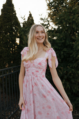 Floral Sweetheart Dress, Pink