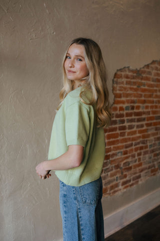 Short Sleeve Cardigan, Lime