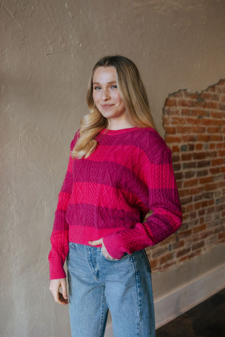 Stripe Sweater, Fuchsia/Magenta