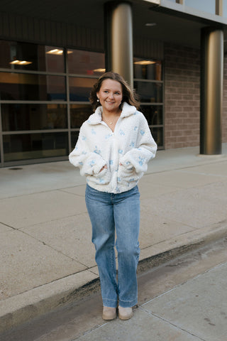 Floral Embroidered Teddy Jacket