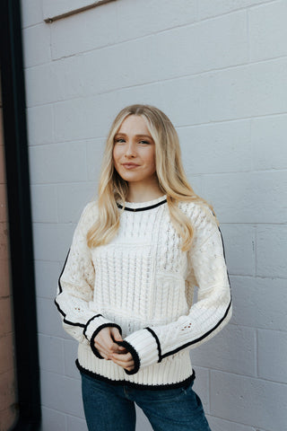 Crochet Sweater, Wht/Blk