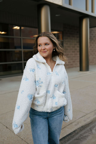 Floral Embroidered Teddy Jacket