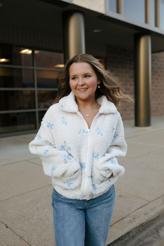 Floral Embroidered Teddy Jacket