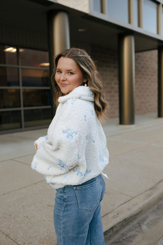 Floral Embroidered Teddy Jacket