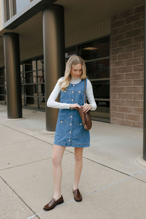 Button Sleeveless Denim Dress