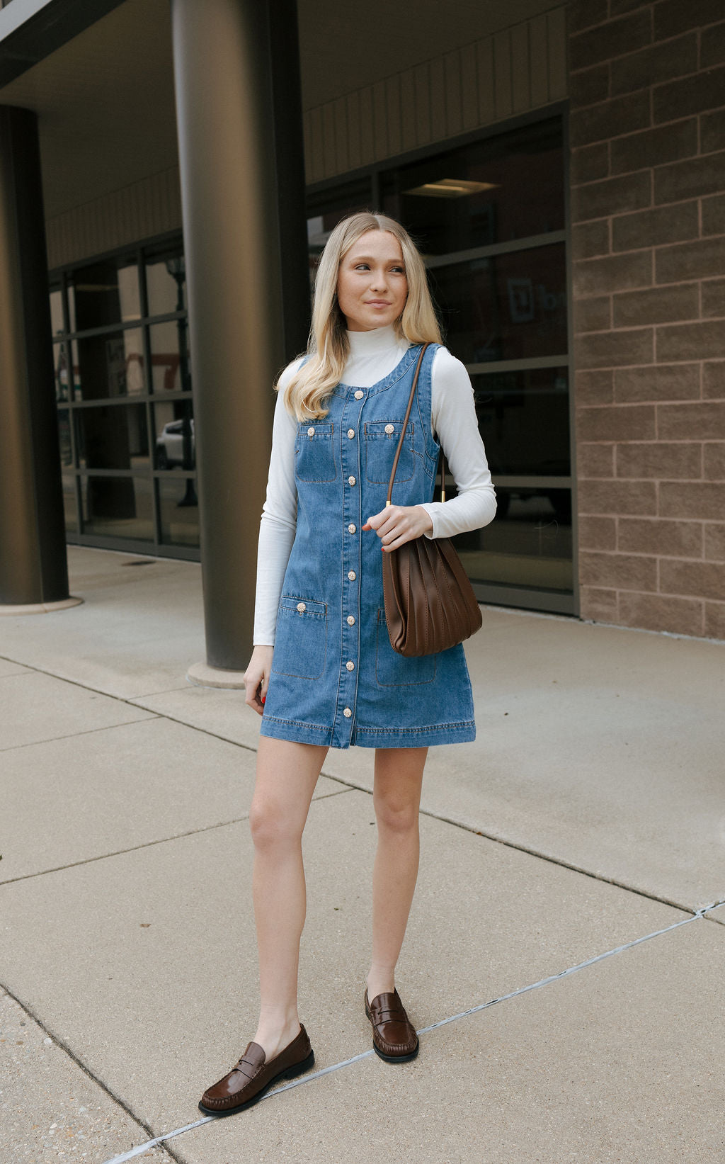 Button Sleeveless Denim Dress