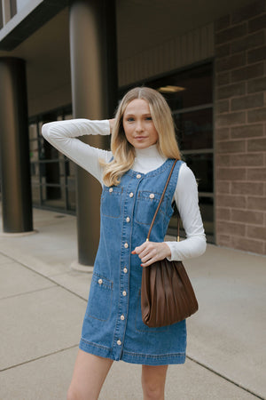 Button Sleeveless Denim Dress