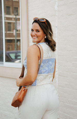 Mixed Lace Vest, Blue