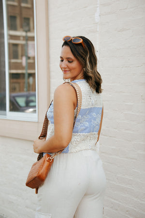 Mixed Lace Vest, Blue