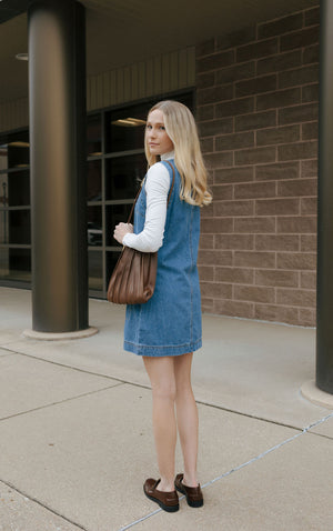 Button Sleeveless Denim Dress