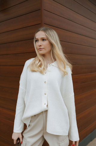 Button Up Ribbed Sweater