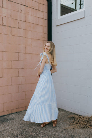 Stripe Tie Strap Dress, Blue