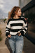Striped Crew Sweater, Black