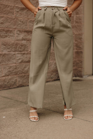 Wide Leg Trousers, Olive