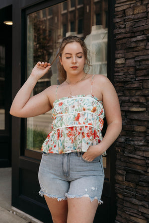 Floral Tiered Ruffle Cami