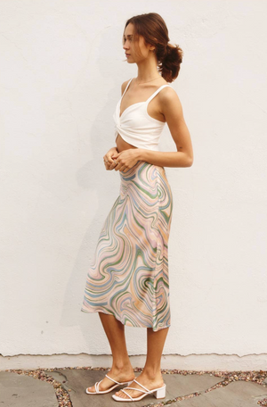 Marble Satin Skirt