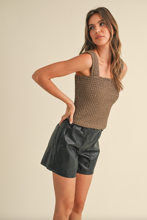 Textured Tank, Brown