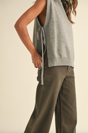 Tie Side Vest, Gray