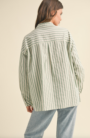 Stripe Button Up, Sage