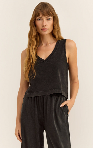 Sloane V Neck Tank, Black