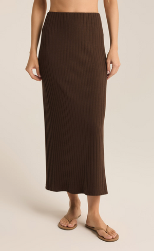 Louisa Rib Skirt, Brown by Z Supply