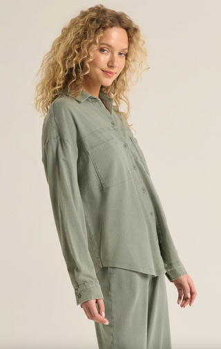 Nicola Button Up Top Palm Green by Z Supply *final sale