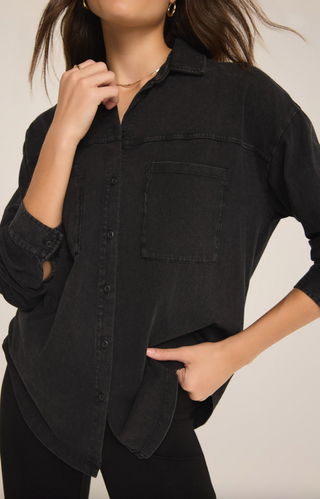 Nicola Button Up Top Black by Z Supply