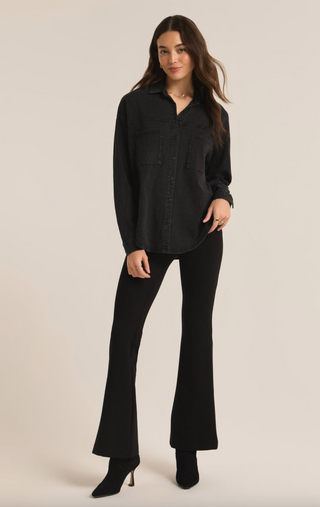 Nicola Button Up Top Black by Z Supply