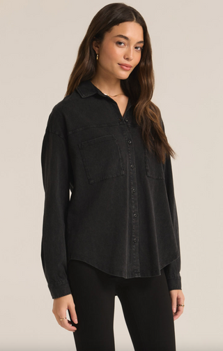 Nicola Button Up Top Black by Z Supply