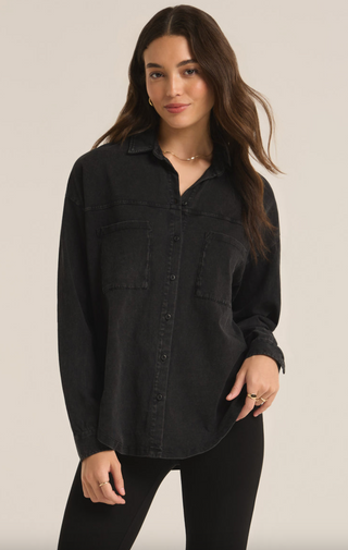 Nicola Button Up Top Black by Z Supply